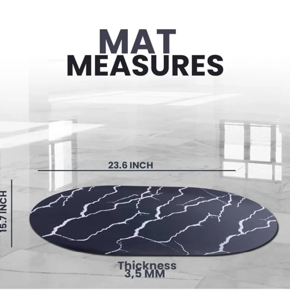 Quick Dry Marble Pattern Bath Mat - Absorbent Memory Foam Bathroom Rug